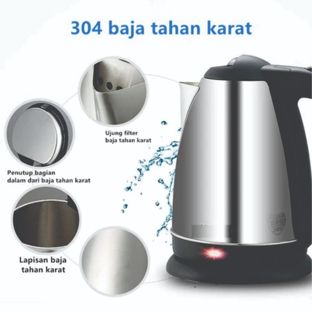 TEKO LISTRIK TEKO ELEKTRIK STAINLESS STEEL/KETTE LISTRIK