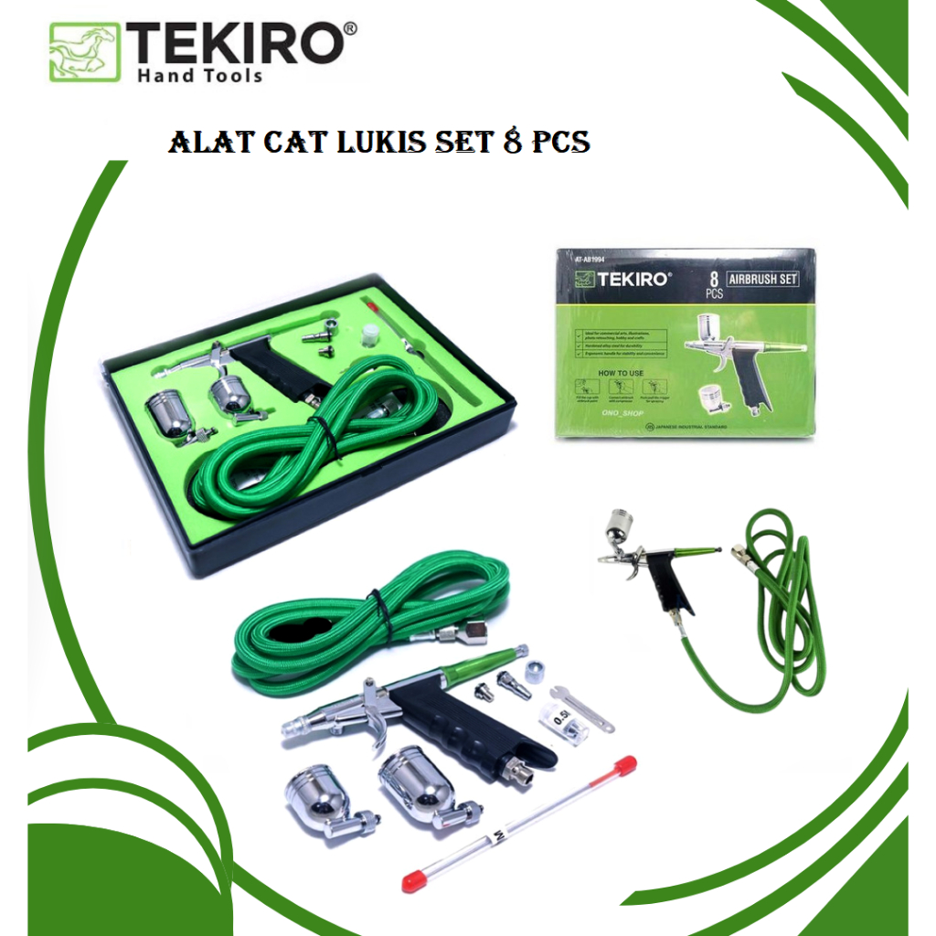 

TEKIRO Air Brush Set 8 pcs 0.3 MM 7cc 100 cc Alat Lukis Paint Brush Cat Lukis Semprot Cat Spet Cat Tembok Alat Semprot Cat Air Praktis Alat Cat Lukis Alat Motif Cat Set 8 pcs