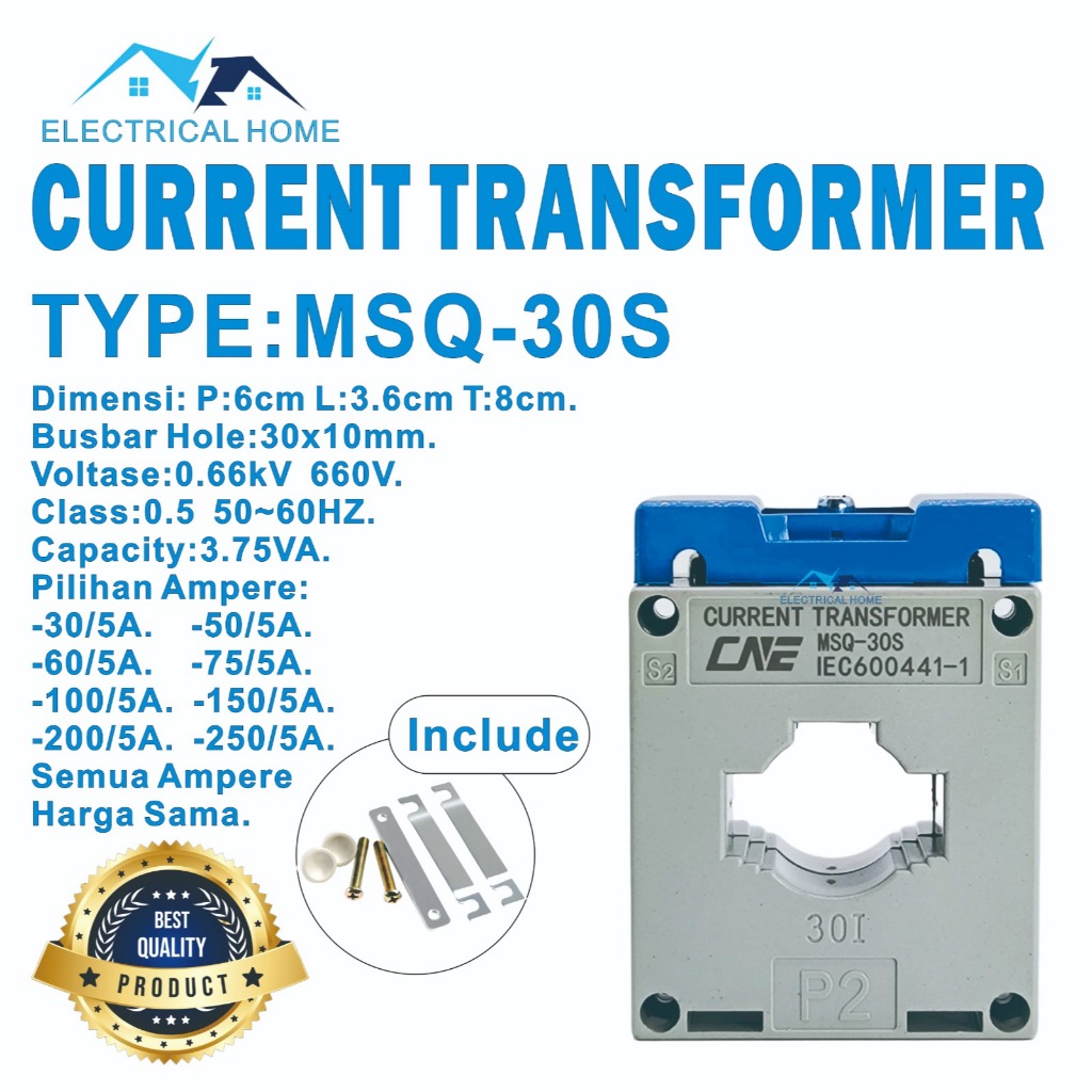Current Transformer Ct Msq-30S Ct-30/5A - Ct-250/5A Body Kecil