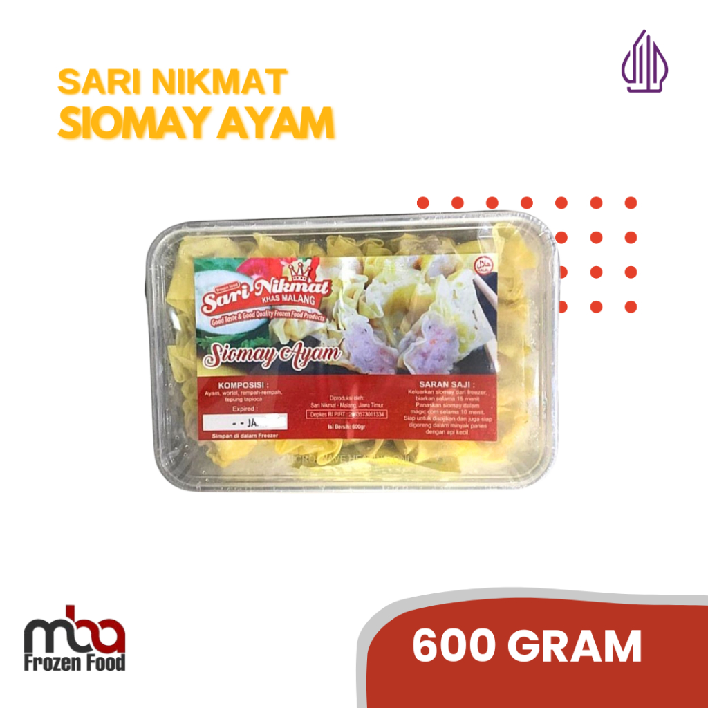 

Sari Nikmat Siomay Ayam 20 pcs 500 gr /Siomay /Ikan /Nugget /Dimsum /Frozenfood /Makananringan /Camilan /OlahanIkan /Oleholeh /Steamboat /Grill /Gorengan