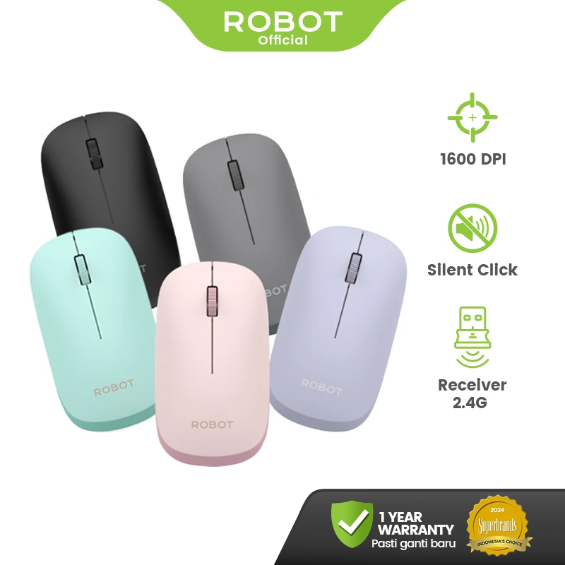 ROBOT Mouse M390 Wireless Mouse Silent Click - Garansi 1 Tahun