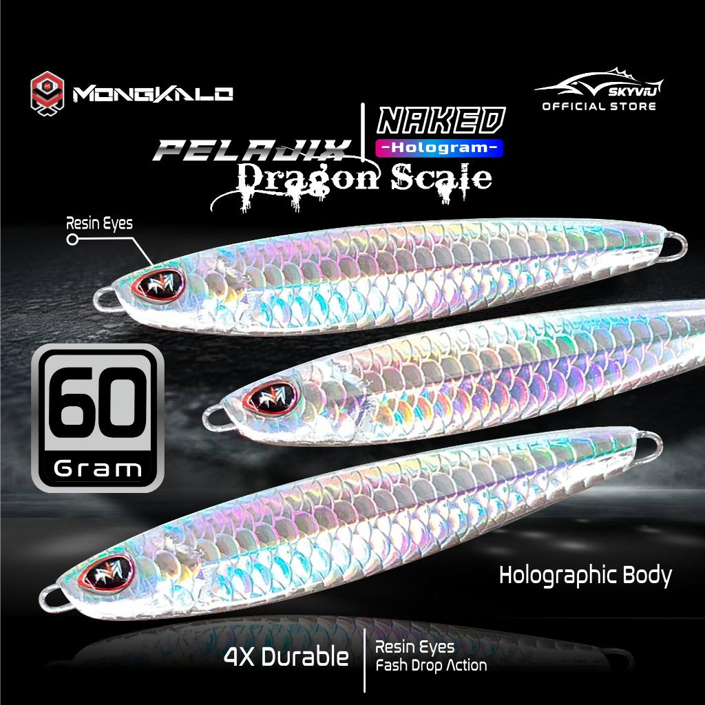 Umpan Metal Jig 60 Gram MONGKALO PELAJIX NAKED 60g Hologram Sisik MetalJig 60gr 60grm 60gram Jig Kil