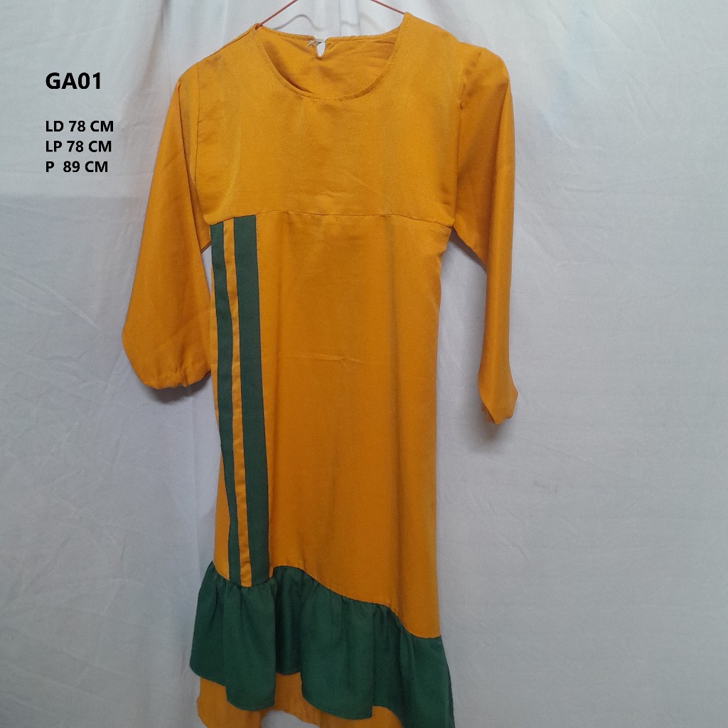Gamis Anak Kombinasi Mustard & Hijau – GA01, Nyaman & Stylish