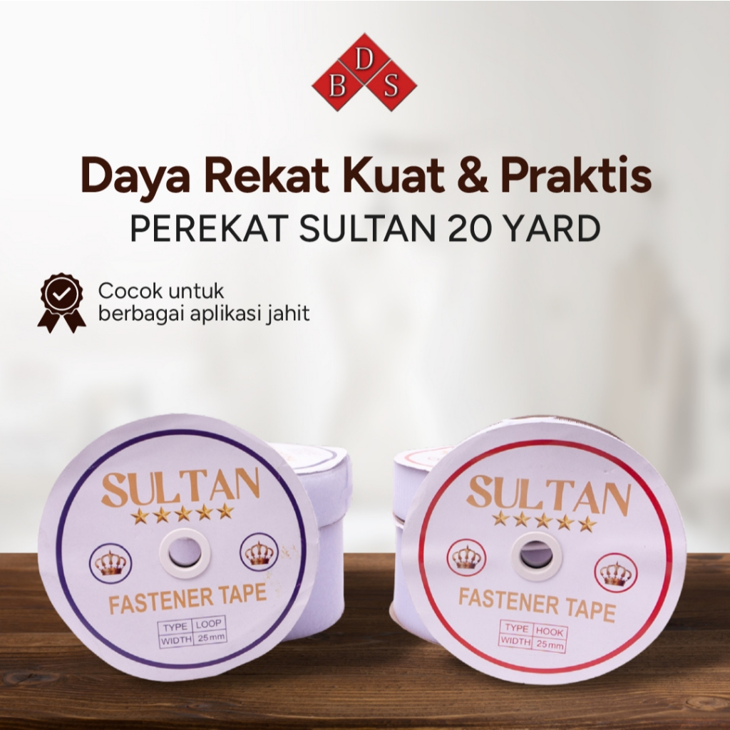 Perekat Hook & Loop Sultan Velcro Perekat Kain 20 Yard Ukuran 2,5cm / 5cm / 10cm Per Set
