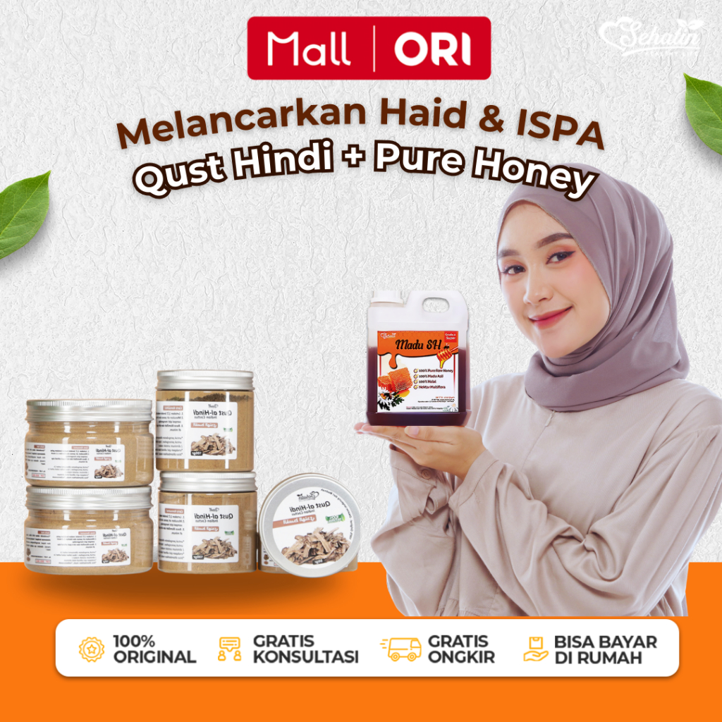 

Sehatin Paket Hemat Qust Hindi Serbuk Quts Al Hindi Kapsul+ Madu Murni Original Herbal Asli Alami