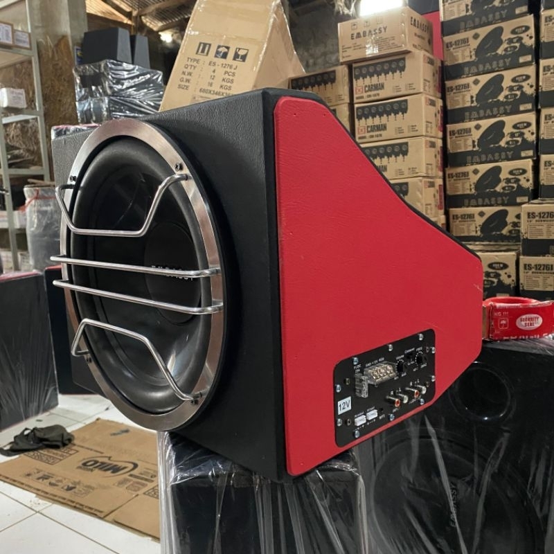 Speaker BASS BOX 12inch (Active) EMBASSY (Khusus Mobil Grand Max AC/Non AC Dan New Carry Tayo AC/Non
