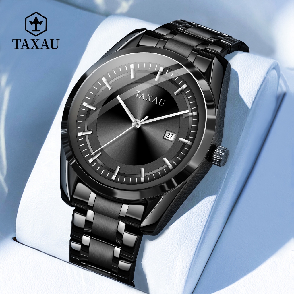 TAXAU Jam Tangan Pria Original Analog Anti Air Stainless Steel Rantai Casual Jam Tangan Pria Keren