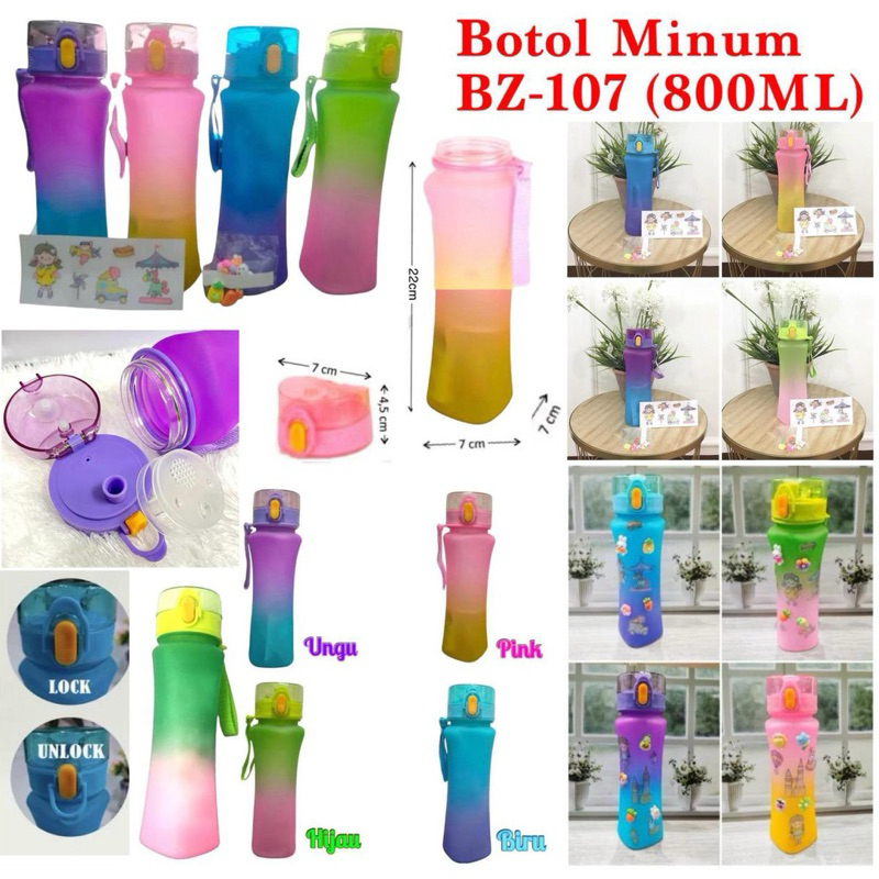 Botol Minum Gradasi BZ-107 Botol Minum 800ML Gradasi Free Stiker Lucu