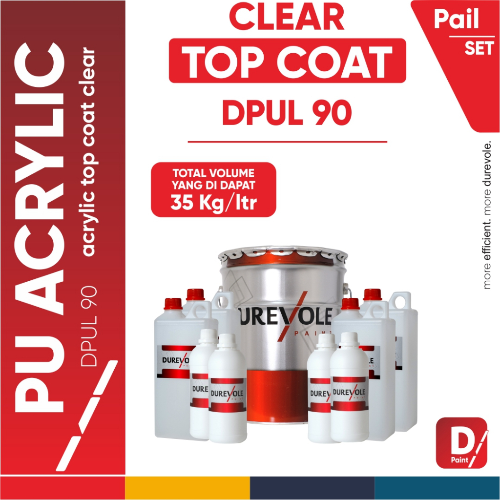 CAT KAYU - DPUL 90 CLEAR - DUREVOLE PU ACRYLIC TOPCOAT CLEAR (25KG) SET
