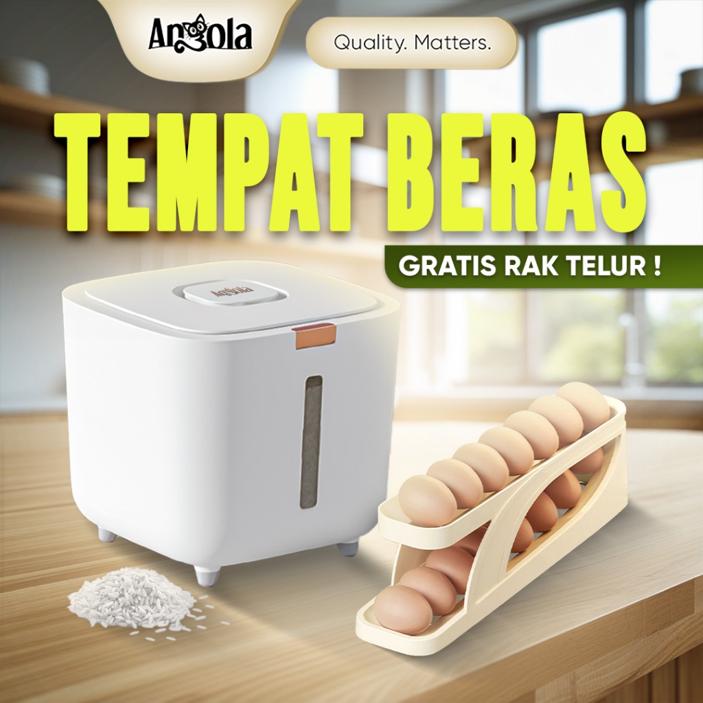Angola Dispenser Beras 10 KG Tempat Penyimpanan Beras Wadah Beras Rice Box Gratis Hadiah
