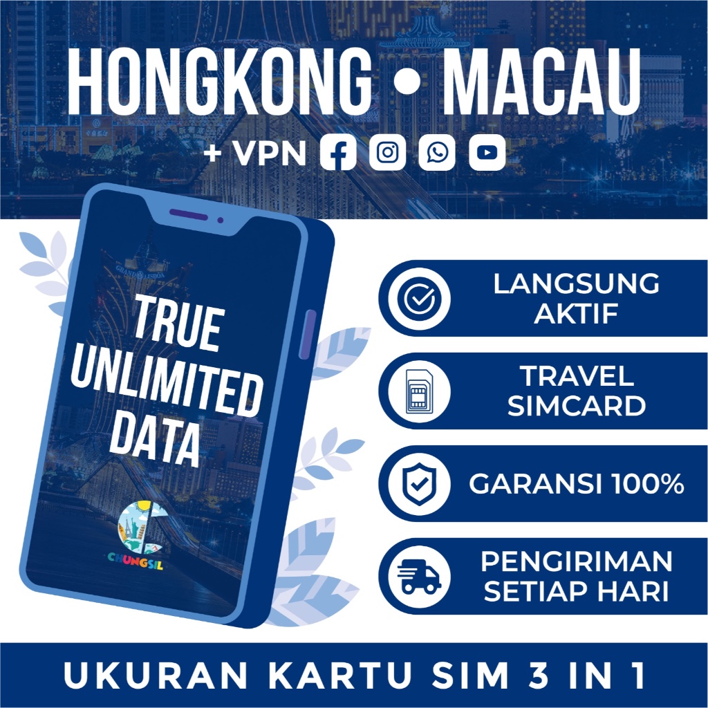 Sim card Hongkong Macau HK 4G Simcard Kuota TRUE Unlimited BIG DATA TANPA FUP | langsung Aktif Tanpa