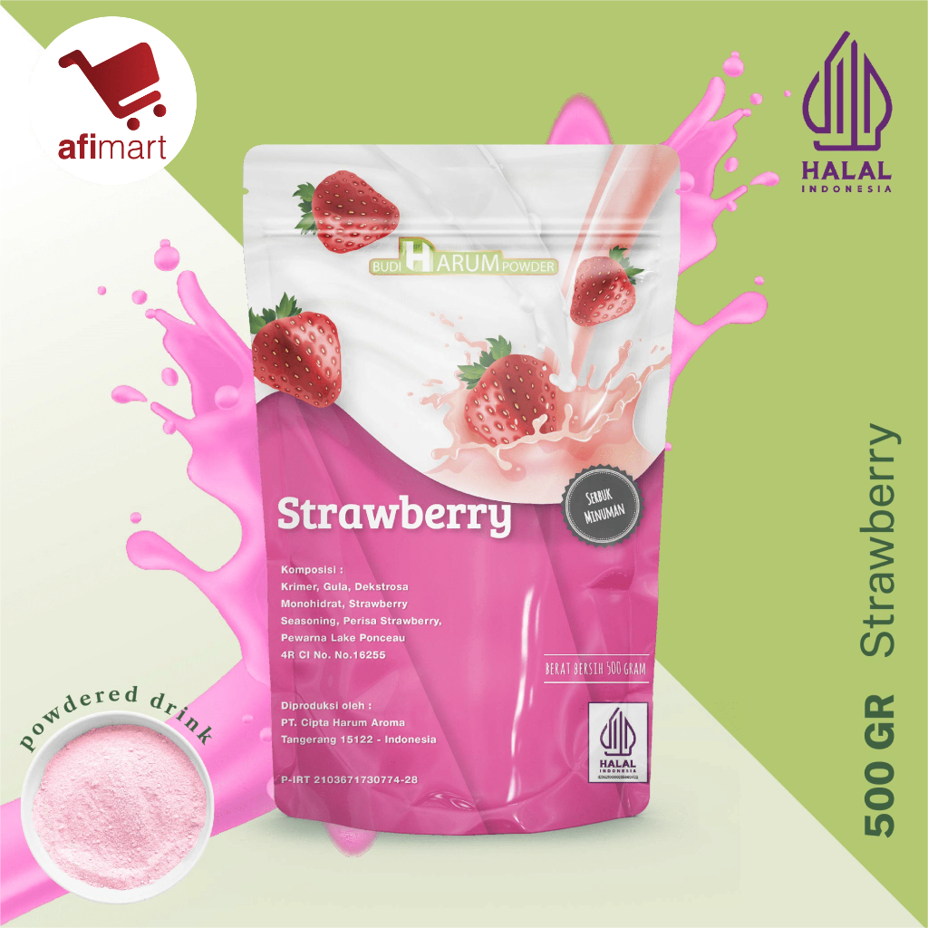 

Budi Harum Strawberry 500gr / Minuman Serbuk Rasa Stroberi