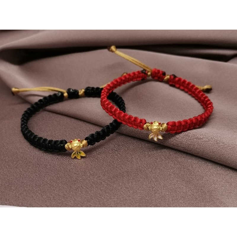 Gelang Emas Asli Ikan Koi 24K Hongkong 999% Tali Kepang