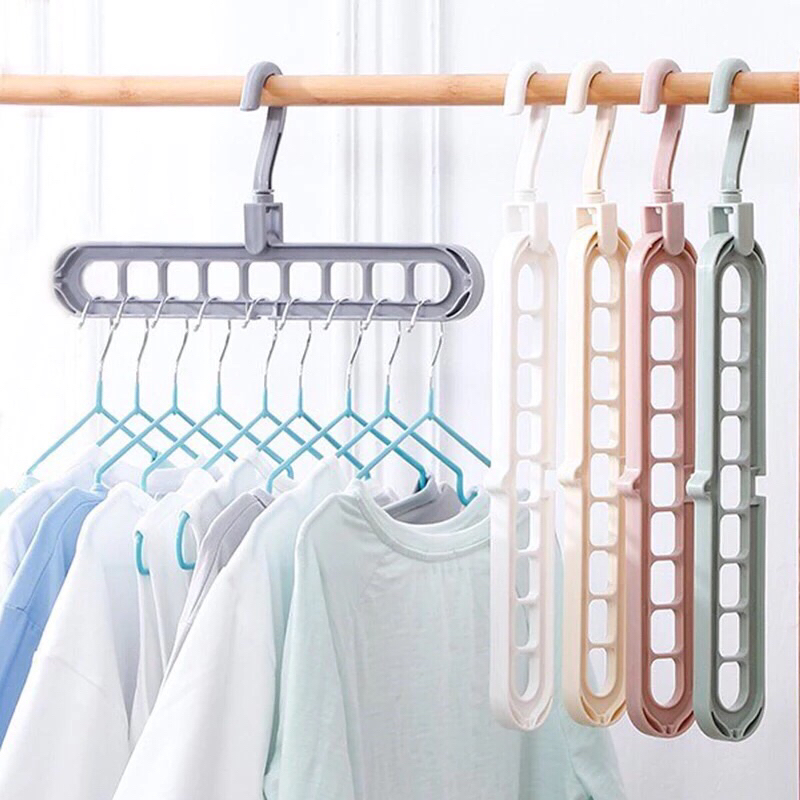 MAGIC HANGER 9 IN 1 / GANTUNGAN BAJU AJAIB 9 LUBANG / HANGER JEMURAN PAKAIAN LEMARI CANTOLAN PLASTIK