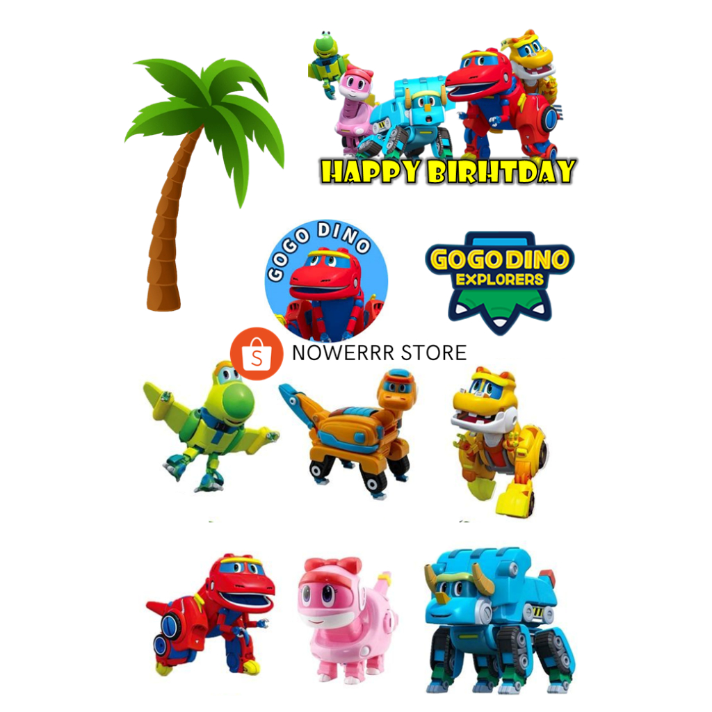 GOGODINO/ Topper Cake GogoDino Custom Nama/Hiasan Kue Ultah GOGODINO MURAH