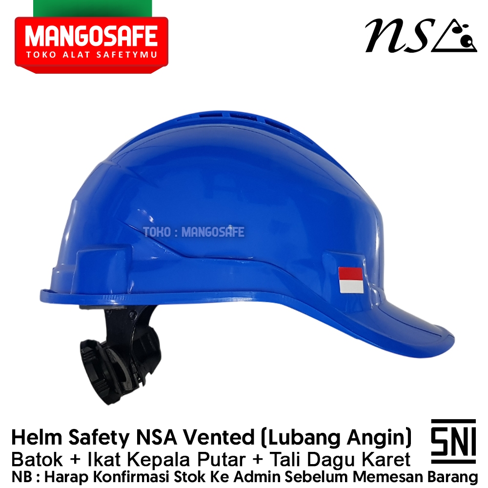 Helm Safety NSA Vented Biru Model Topi Baseball Cap / Helm Proyek SNI + ikat kepala putar + Tali Dag