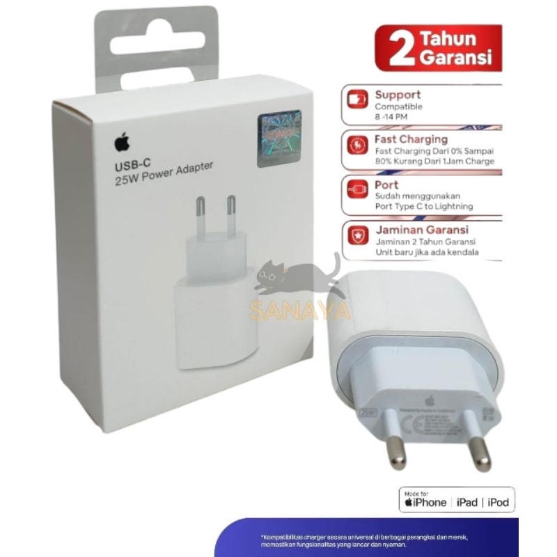 ￼Adapter Kepala Casan Batok Pala Charger Power Fast Charging 20W for iphone 7 8 X 11 12 13 14 15 16 