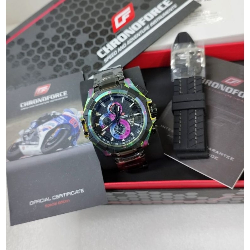 Jam Tangan Pria Chronoforce 5209 Phoenix Chronograp Free Tali Rubber Original