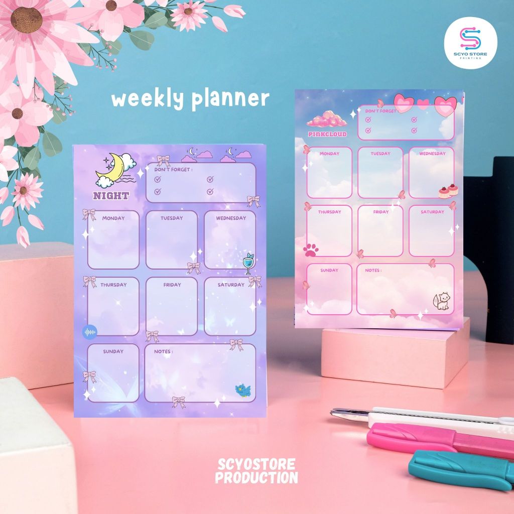 

Buku Catatan Mingguan Notebook A6 Motif Aesthetic Scrapbook Notepad Weekly Planner 70 Lembar