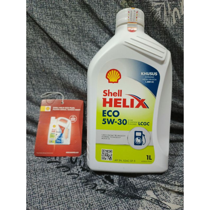 oli mobil motor matic shell helix eco 5W-30 full synthetic api sn original barcode 1 liter
