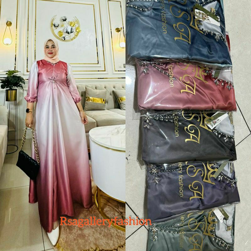 GAMIS RSA/GAMIS SILKY ARMANI/GAMIS KAFTAN GRADASI SILK/LONGDRESS KAFTAN/KAFTAN POLOS