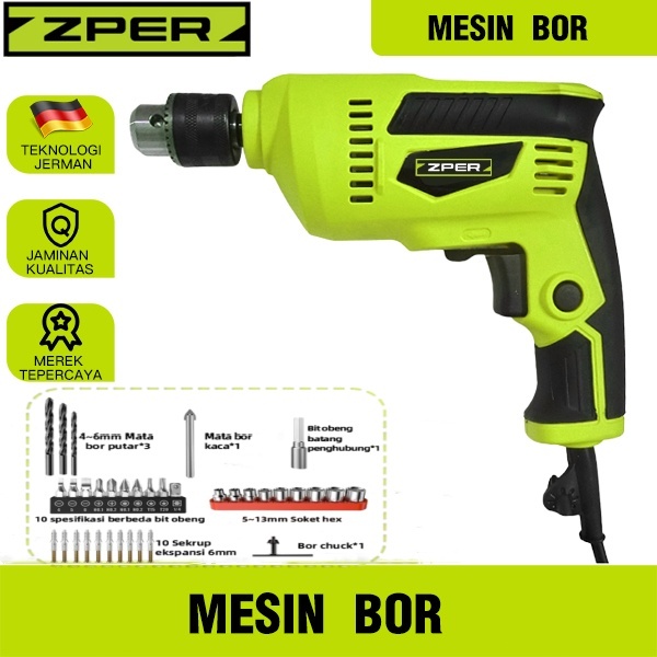 ZPER Cuci Gudang Murah Mesin bor Bor tangan listrik Bor beton Bor tembok alat bor Obeng bor kayu