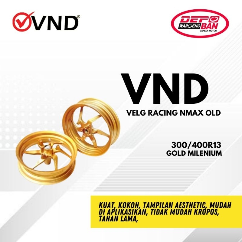 Velg Racing NMAX OLD 300/400R13 GOLD Milenium [ ORIGINAL NEW!! ]