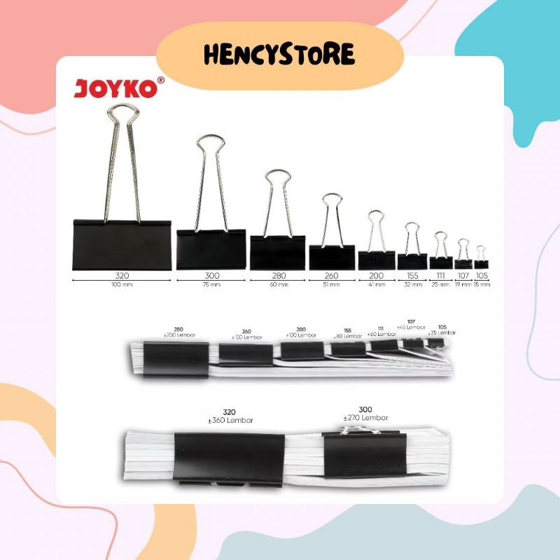 

(HencyStore) BINDER CLIP KLIP PENJEPIT KERTAS JOYKO BLACK