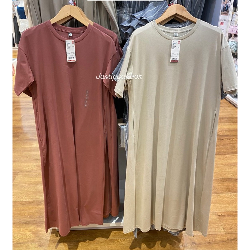 Woman Uniqlo AIRism Katun Gaun Panjang