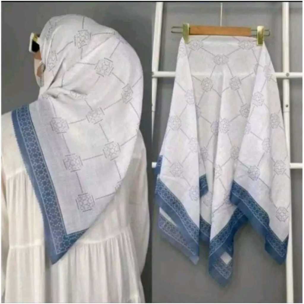 KRUDUNG HIJAB JILBAB SEGI EMPAT MOTIF VOAL PUTIH WARNA PUTIH