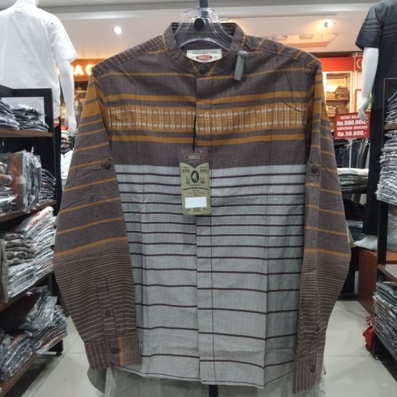 gabrielle casual kemeja koko baju muslim baju taqwa reguler fit lengan panjang motif garisw motif sa