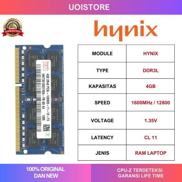 RAM HYNIX 4GB DDR3L 1600MHz 12800 ORIGINAL / RAM LAPTOP DDR3 SODIM