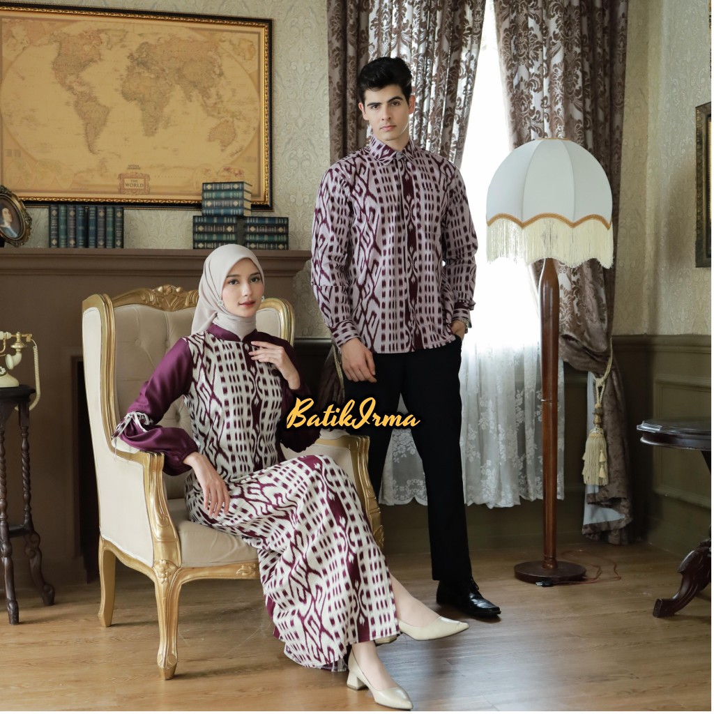 Couple Elmeera Series  Gamis Batik Wania Kekinian Kemeja Batik Pria Batik Print Motif Tenun by Batik