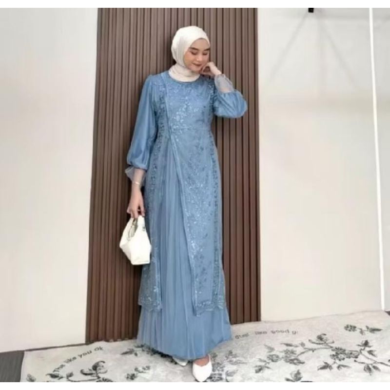 DRES SILK KINAR KOMBINASI TILE GARDEN PREMIUMM BURGUNDY
