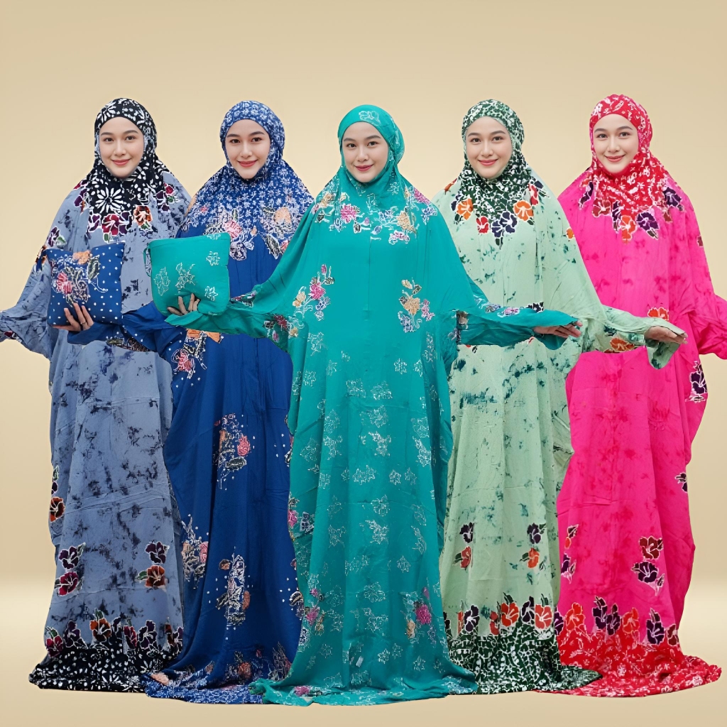 Mukena Batik Cap Dewasa Model Lajur Rayon Tebal Adem & Nyaman Ukuran Jumbo