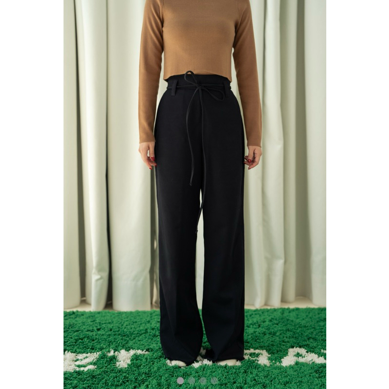 EUNOIA NICO PANTS - BLACK HIGHWAIST LONG PANTS