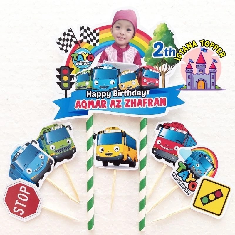 Topper Cake CUSTOM tema Cars, Tayo / Topper Ultah