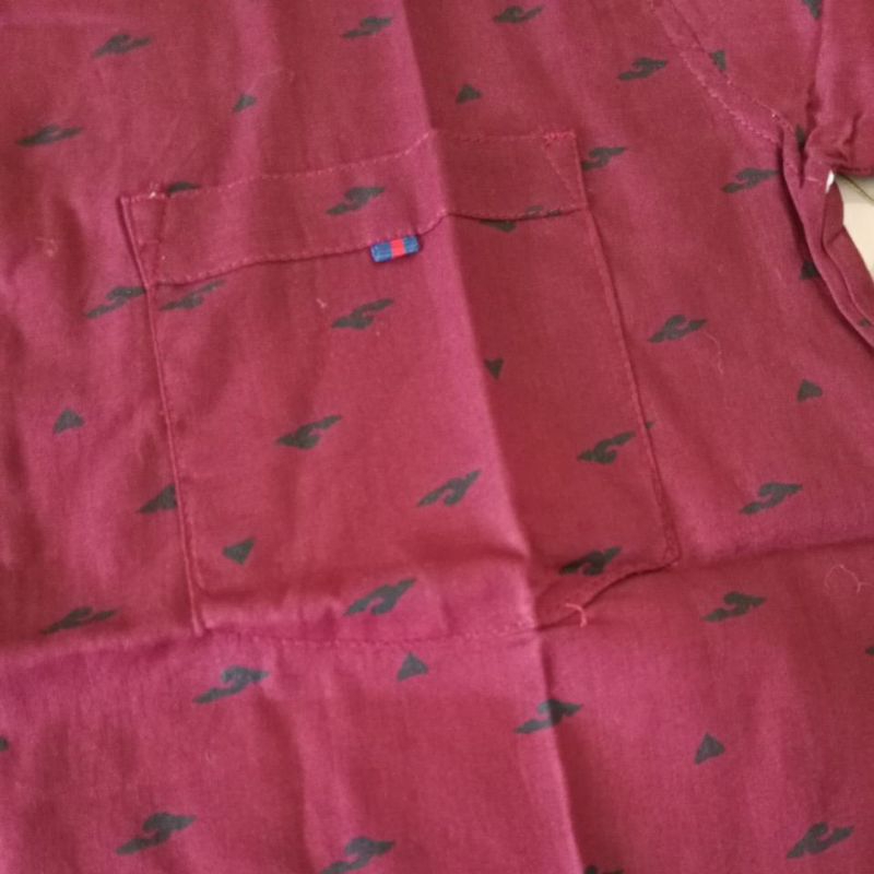 Baju Koko Merah Maroon Kemeja Koko Motif Awan Baju Raya Motif Clouds Baju Muslim Burgundy Viral Terb