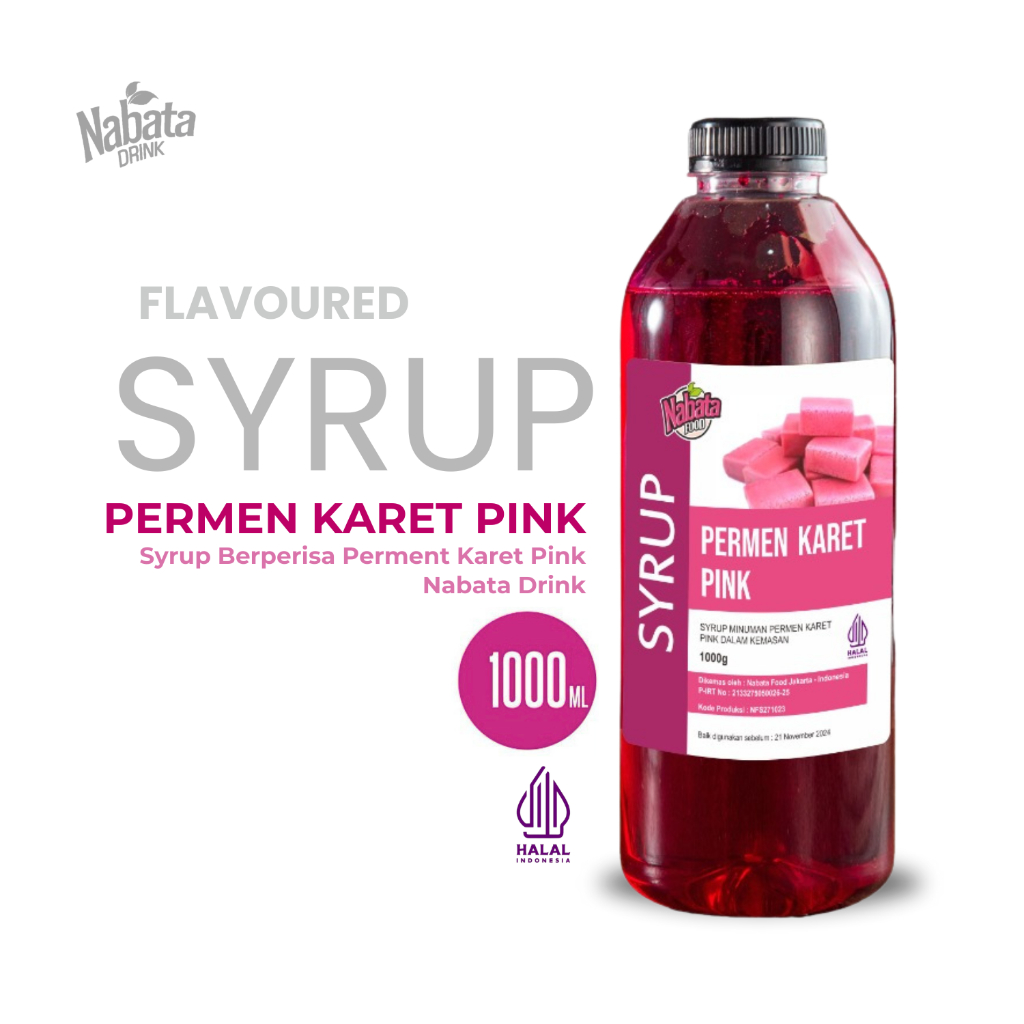 

Sirup Permen Karet Pink 1000ML Nabata Drink - Syrup Bubblegum pink - Permen karet Viral Surabaya