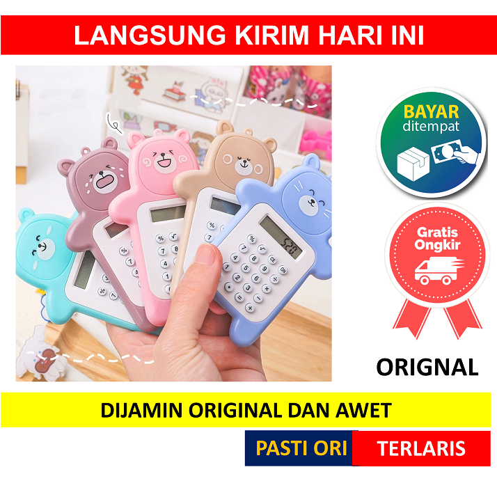 

KALBER Kalkulator Bear Beruang Mini Lucu Gantungan Tombol Karet 8 Digit Model Calculator Portable Portabel Travel Kantong Pocket