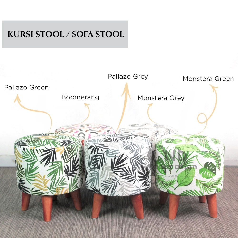 Sofa Stool Kursi Bulat Motif Bangku Santai Empuk