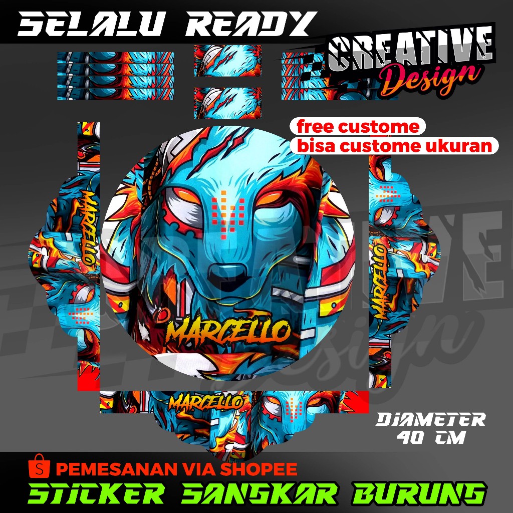 STICKER SANGKAR BURUNG ANIS MERAH MOTIF SRIGALA