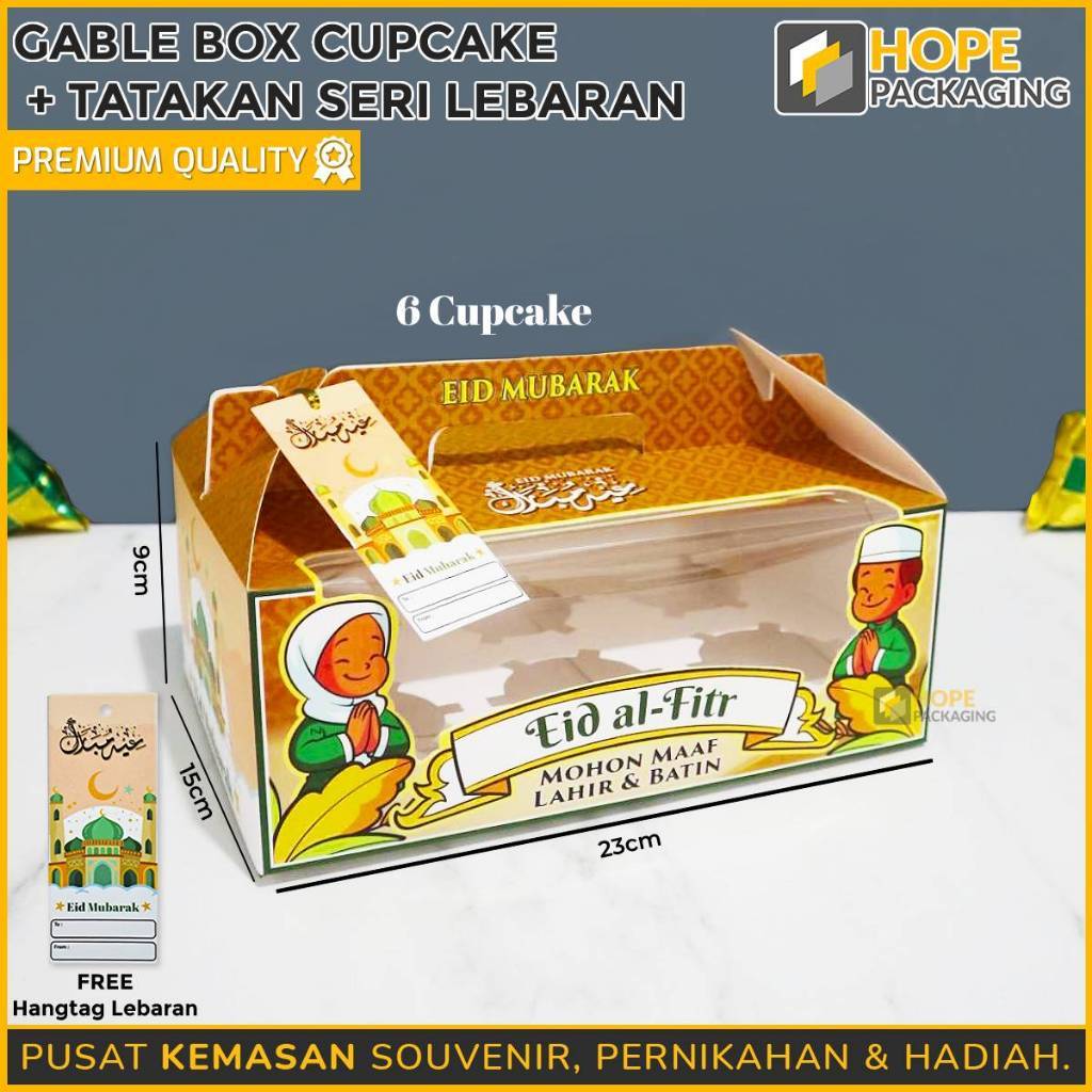 

Gable Box Cupcake Seri Lebaran / Dus Cupcake Lebaran Isi 6 / Gable Cupcake Edisi Lebaran + Tatakan cupcake
