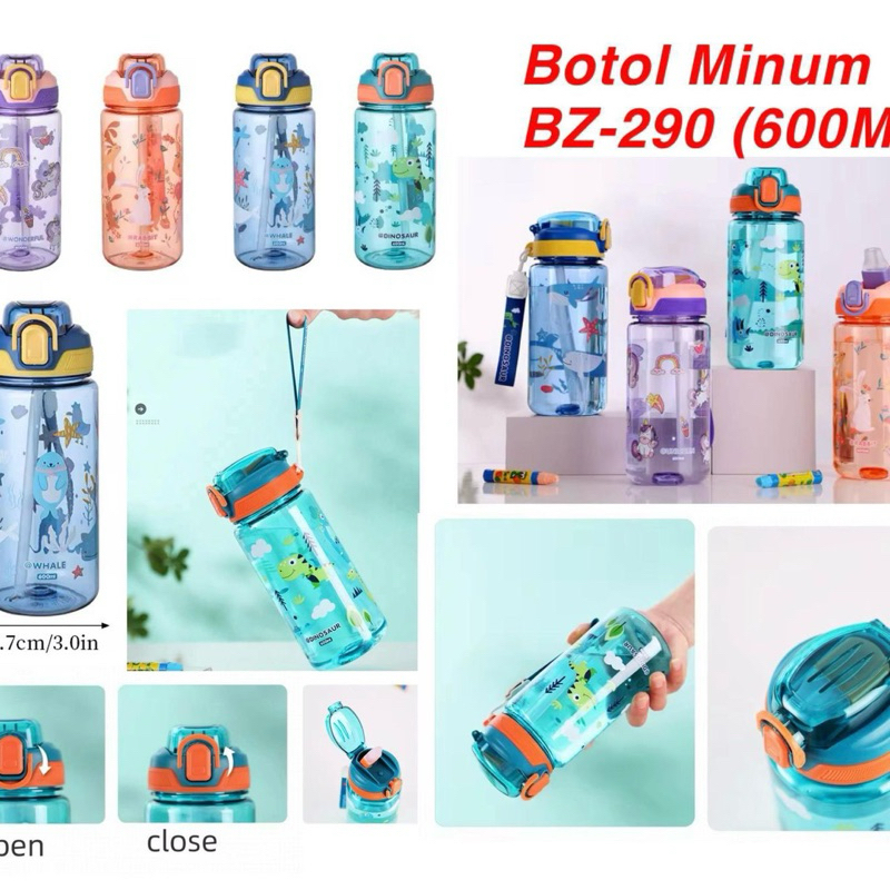Botol Minum Kartun Anak BZ-290 Botol Minum 600ML Karkater Lucu BPA Free