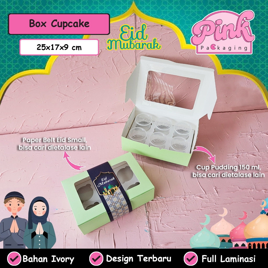 Dus Mika Puding Mini Sekat 6 25x17x9cm Merah Pink Dus Kemasan Puding MIni Box Hampers Natal