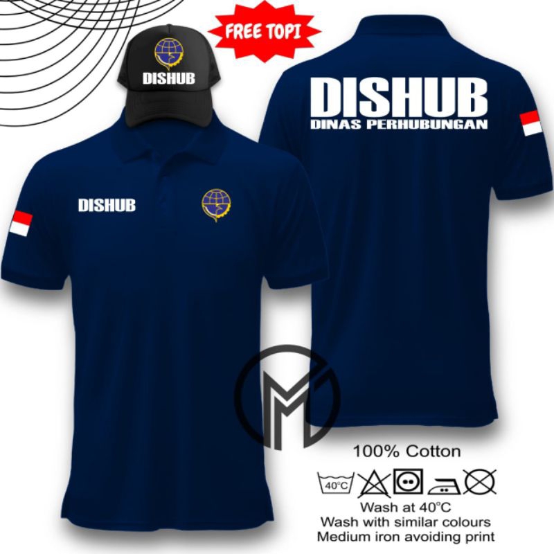 Poloshirt DISHUB DINAS PERHUBUNGAN FREE TOPI - Kaos polo Dishub - Kaos DISHUB - Baju DINAS PERHUBUNG