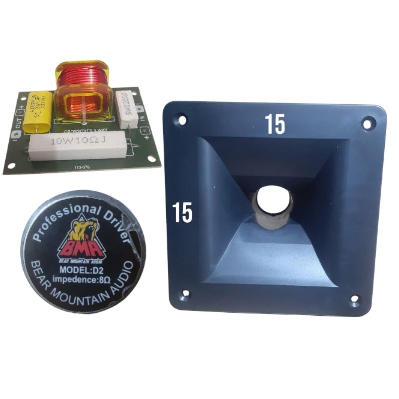 Paket Tweeter BMA D2 400 Watt Plus Corong PVC 15X15 Dan Crososver Tweeter