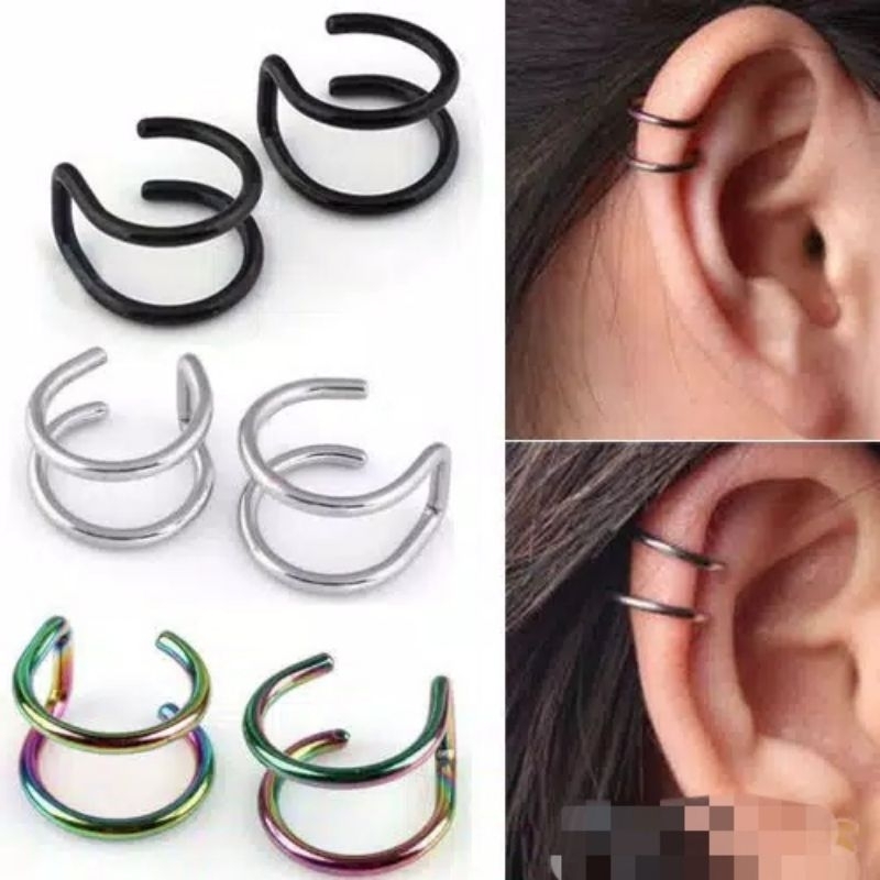 1 pcs anting tindik klip/tindik cuff