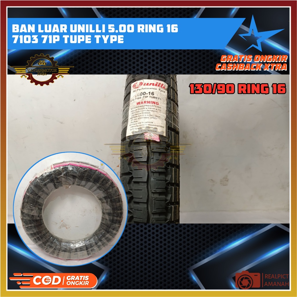 BAN LUAR UNILLI 500 RING 16 TUBE TYPE CLASSIC BIASA 500 X 16 TIPE CLASSIC BAN NOS STOK LAMA
