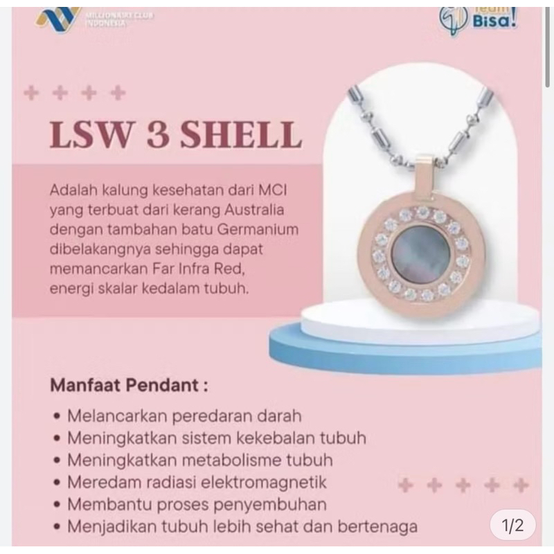 Preloved Pendant kalung LSW 3 Shell MCI Original
